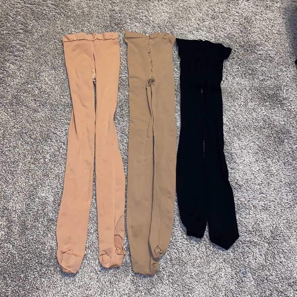 Tan and black tights